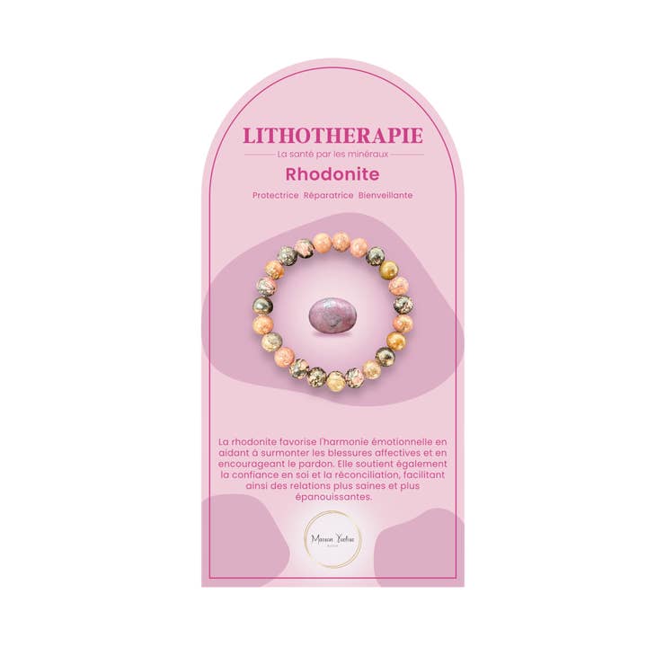 Pulsera de piedra natural de rodonita (rosa) para venta al por mayor de Maison Yvelise