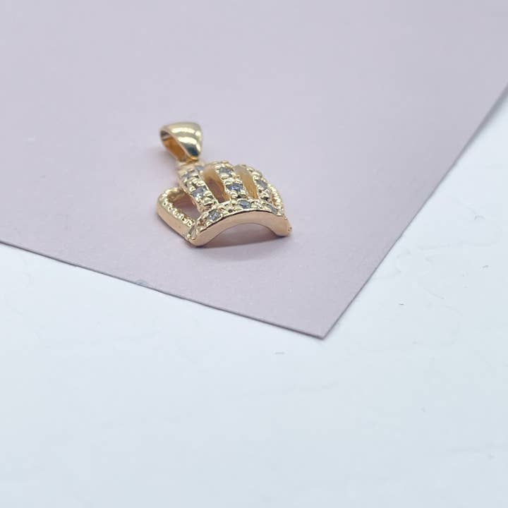 Milie Jewels - Vendita all'ingrosso Collana con ciondolo/pendaglio - Ciondolo a forma di corona del re, riempito in oro 18 carati, con micro pavé