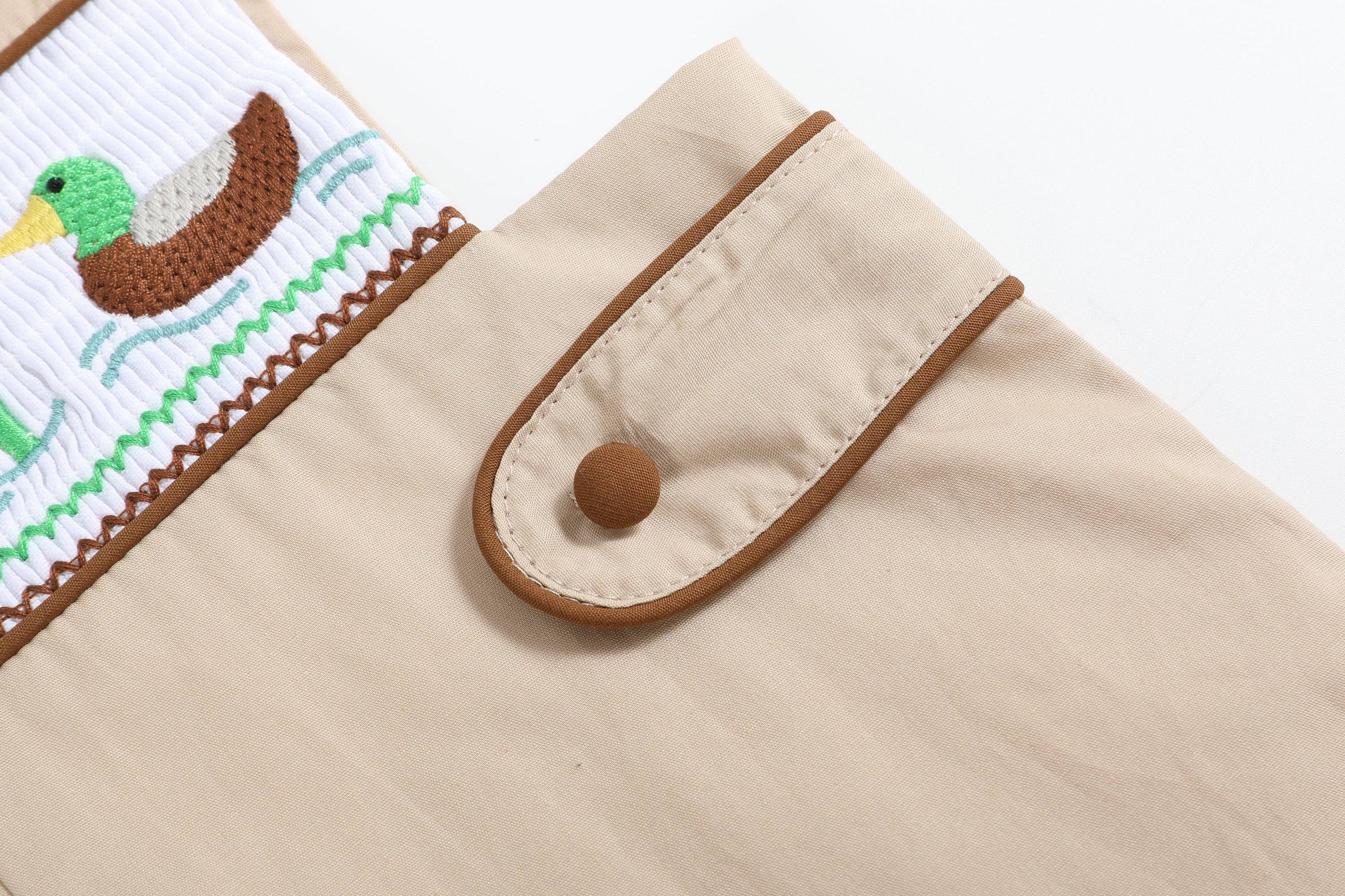 Lil Cactus - Wholesale Overalls - Baby - Light Brown Mallard Smocked Overalls3