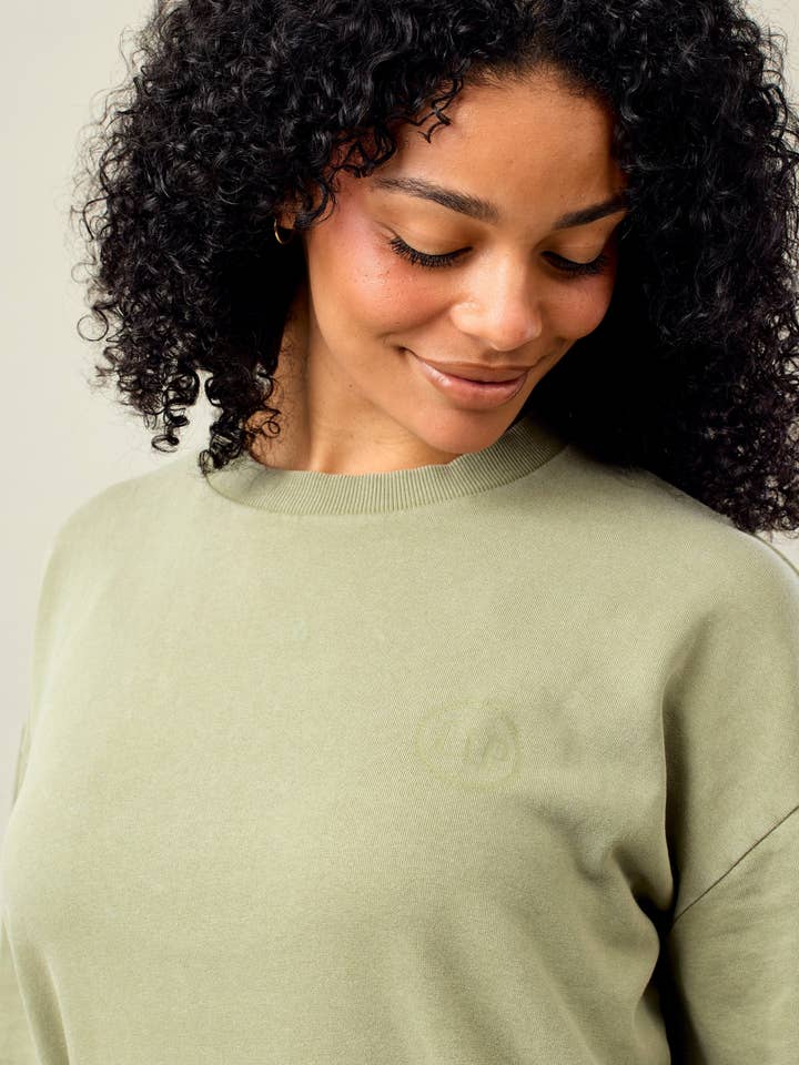 Darren & Phillip – Sweatshirt - Mulher por atacado – Camisola de Mulher em Tecido Terry Suave BFF - Verde Oliva2