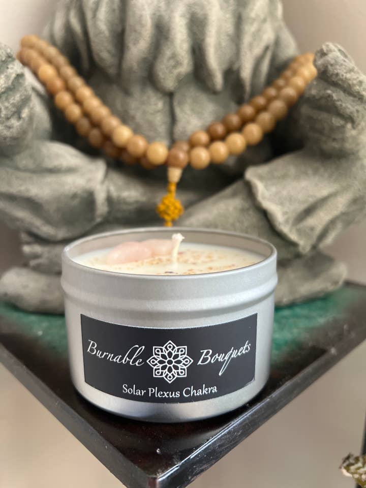 Solar Plexus Chakra Intention Candle for wholesale by Burnable Bouquets