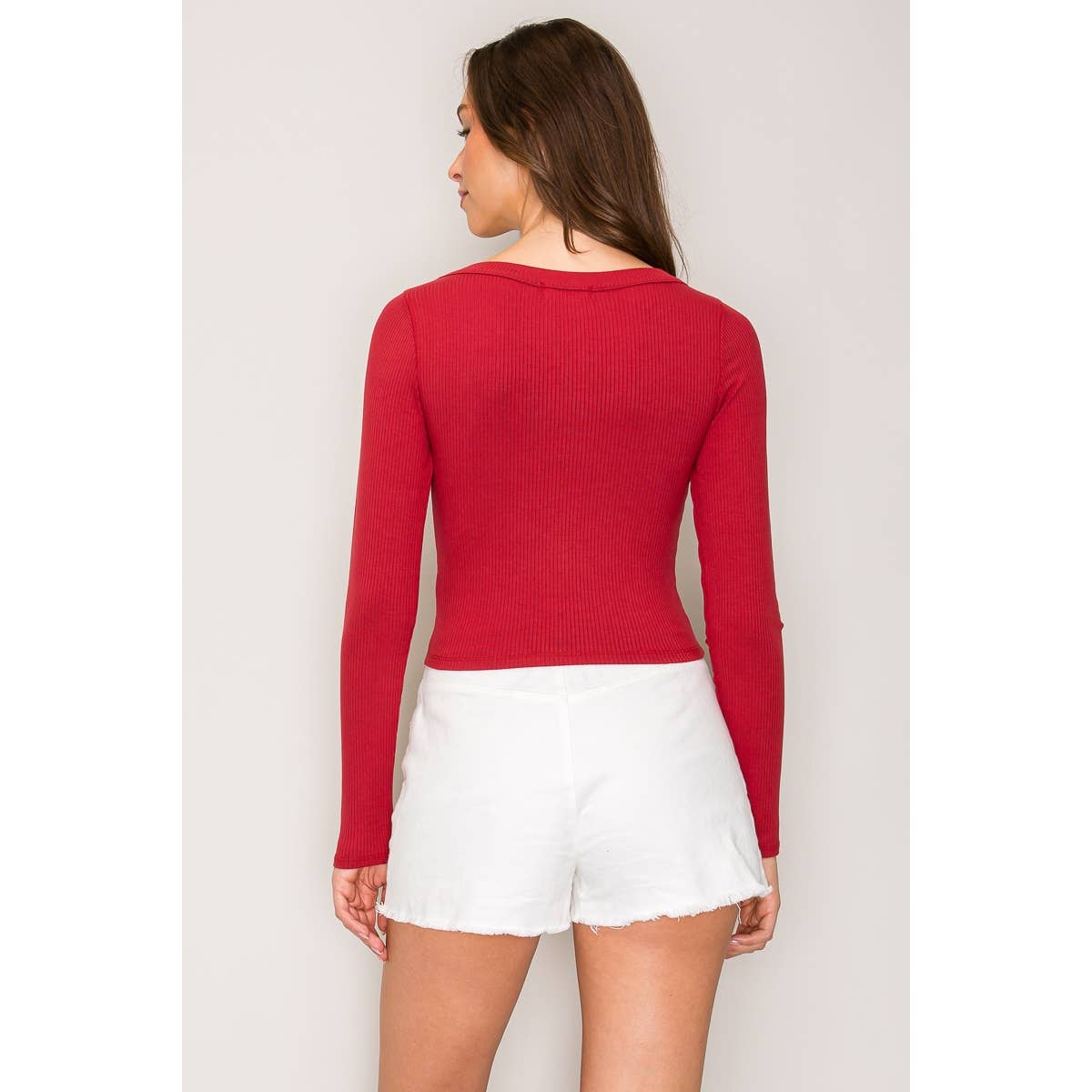 Popular 21 - Wholesale Knit Top - Women's - Ribbed Long Sleeve Wide Neck Top13