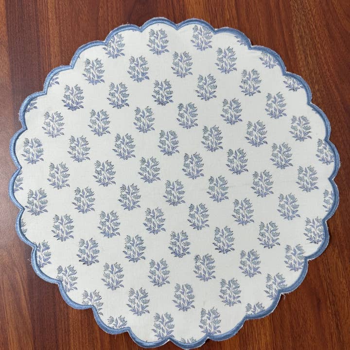 Fabricrush - Wholesale Placemat - Tablemats Sky and Beau Blue Indian Floral Hand Block0