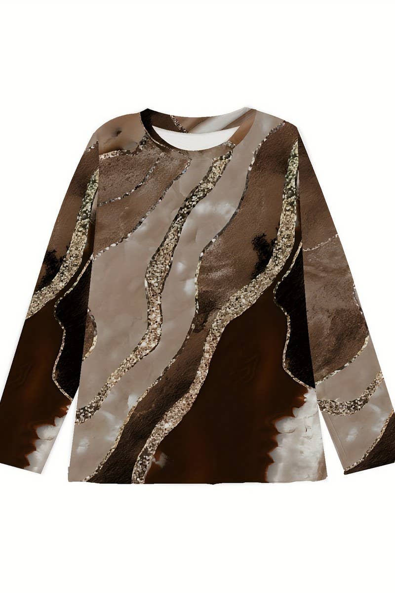 GRIS FONCÉ CWTBLL01158_T-SHIRT À MANCHES LONGUES EN MARBRE VINTAGE en vente sur Faire2