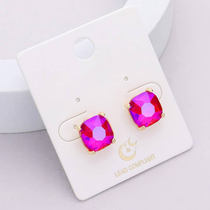 Sensibling Corp. - Wholesale Stud/Post Earrings - Cushion Square Stone Stud Evening Earrings