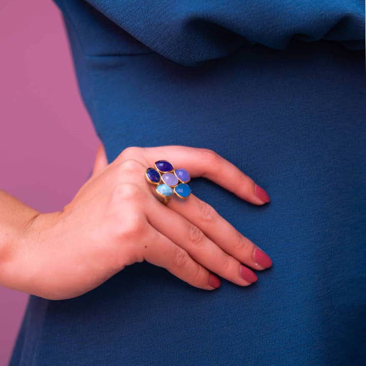 ACUS - Wholesale Single Stone/Solitaire Ring - Blume Ring Limited Edition Blue2