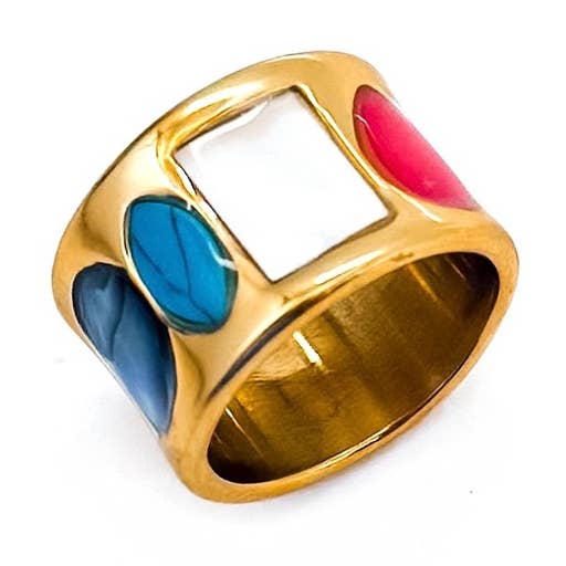 BELJOY - Wholesale Multi-Stone Ring - Roxy Wide Band Stone Ring3