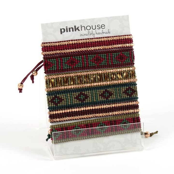 Olive Scandi Beaded Pull Bracelet - 6/Card for wholesale on Faire0