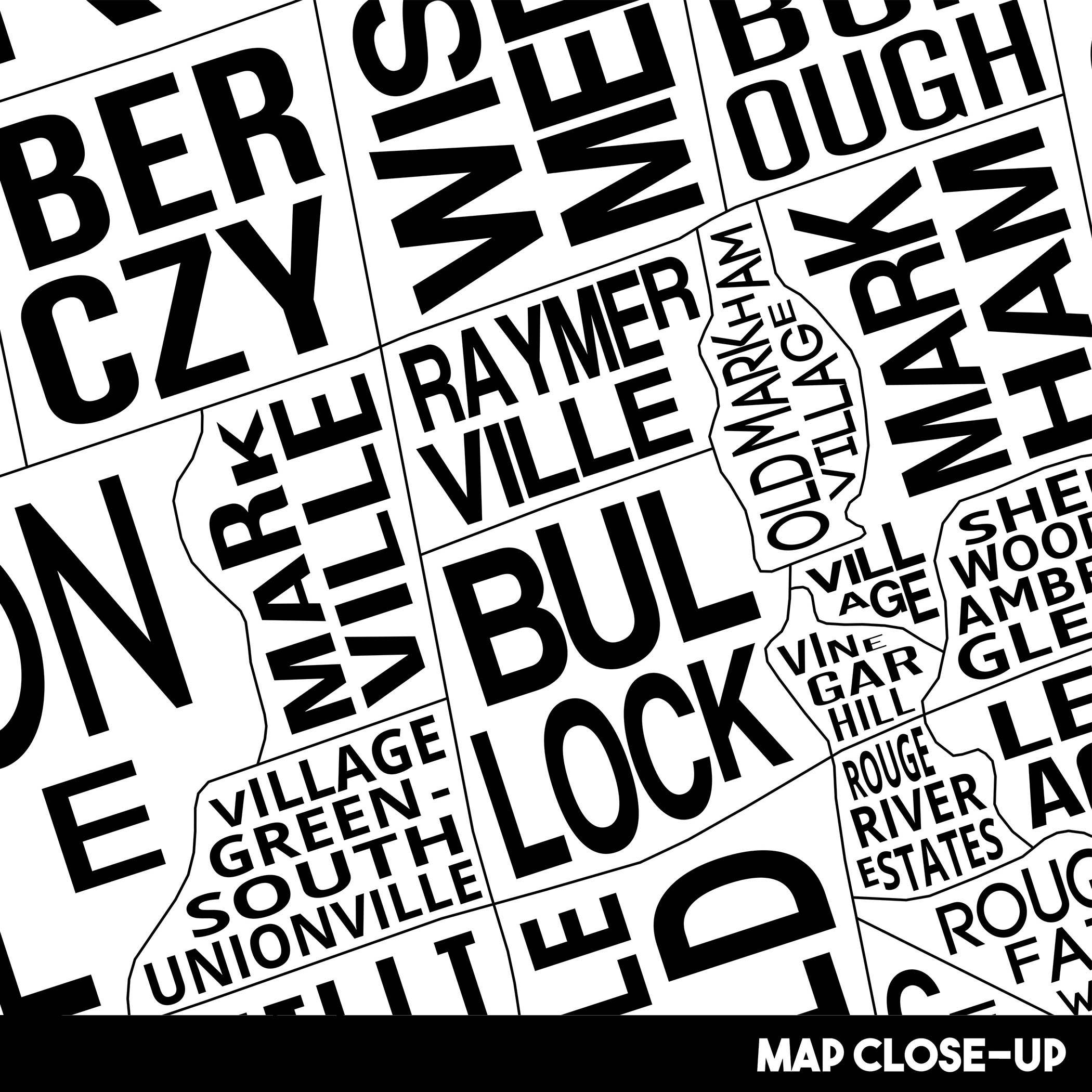 Damon D Chan - Wholesale Map - Markham Ontario Neighbourhood Typography City Map Print1