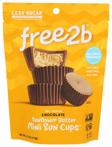 KeHE Distributors, LLC - Wholesale Chocolate Covered Sweets - Free2b Foods Chocolate Sun Cups Minis, 4.2 Oz