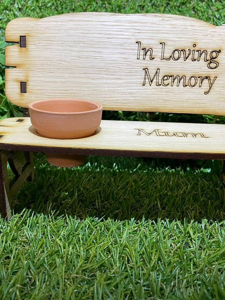 Oak Bench with Pot for wholesale by manchester laser cuts