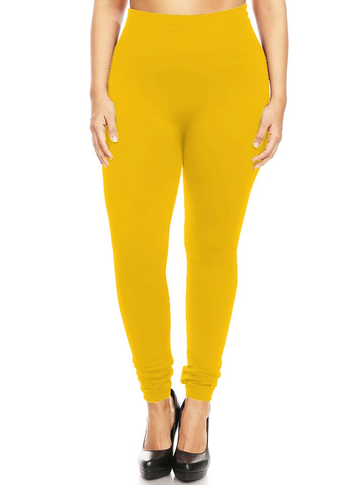 MOA COLLECTION - Wholesale Fashion Leggings - Women's - Women's Plus Size Banded Waist Leggings with Fleece Lining6