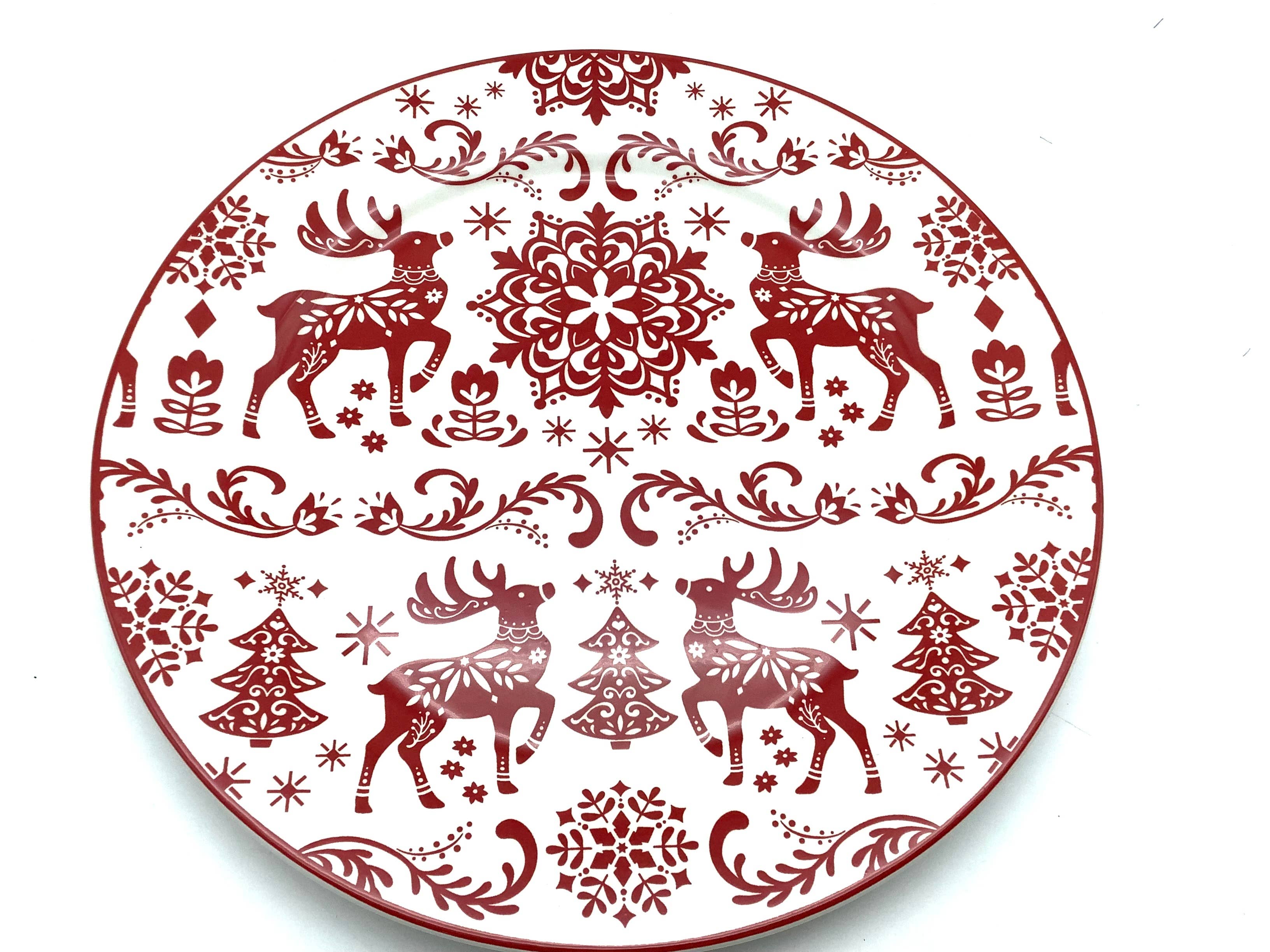 All Little Cute Things - Venta al por mayor Plato grande - Plato para almuerzo o cena con diseño nórdico de renos navideños1