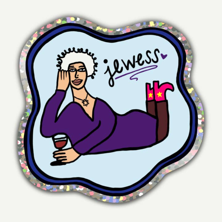Glitter Jewess Sticker for wholesale by Nice Jewish Girl Doodles