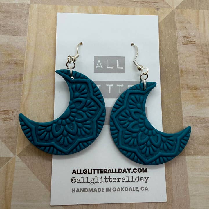 Large floral moon mandala dangle earring for wholesale by All GlitterAll Day