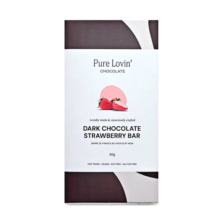 Organic Dark Chocolate Strawberry Bar - Vegan/Gluten Free for wholesale by Pure Lovin' Chocolate
