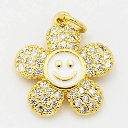 Smiley Blomst Charm CH-288 for engroshandel hos Treasure Jewels Inc.