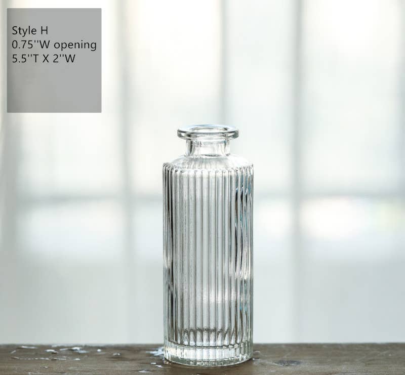 Sweet Home Deco - Wholesale Vase - Pleated Glass Bud Vase, Small Glass Vases, Clear16