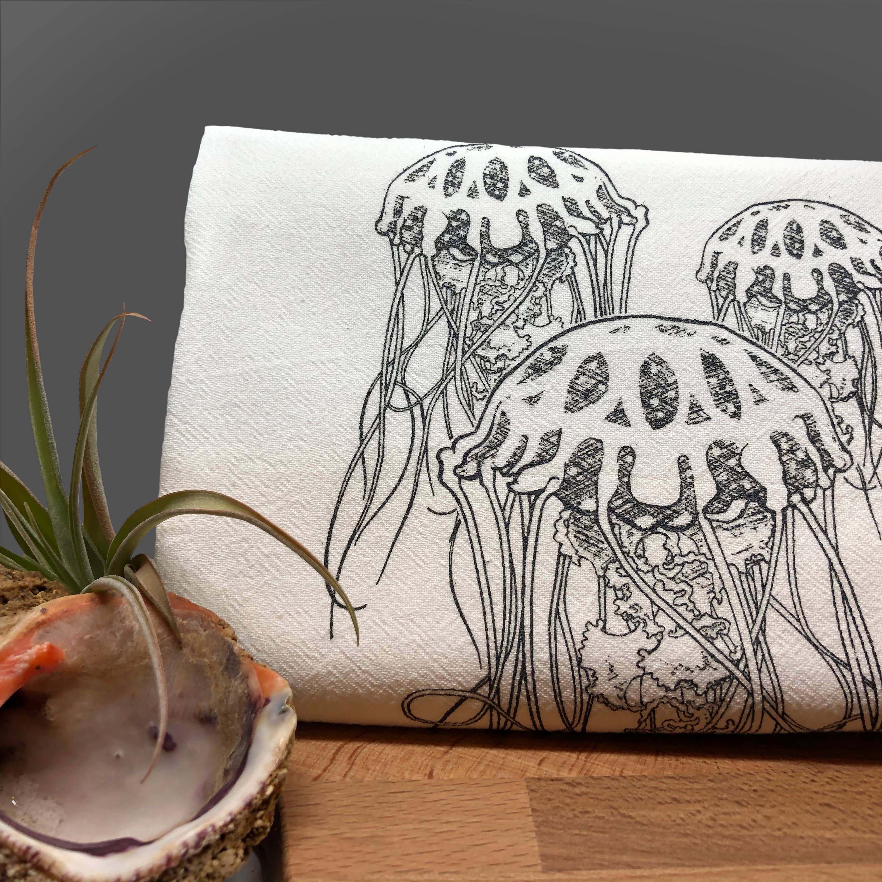 Two Little Fruits - Wholesale Tea Towel - Custom Jellyfish Tea Towels – Sea Life Kitchen Decor2