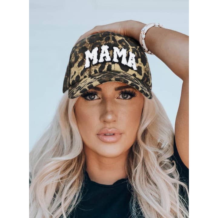 Mama Chenille hat. Leopard mama hat for wholesale by Ducky's Closet