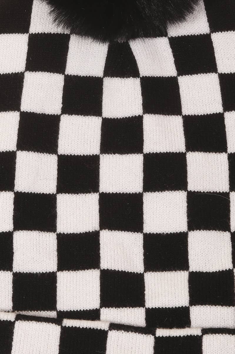 Anarchy Street - Wholesale Beanie - Women's - Checkered Pom Beanie2