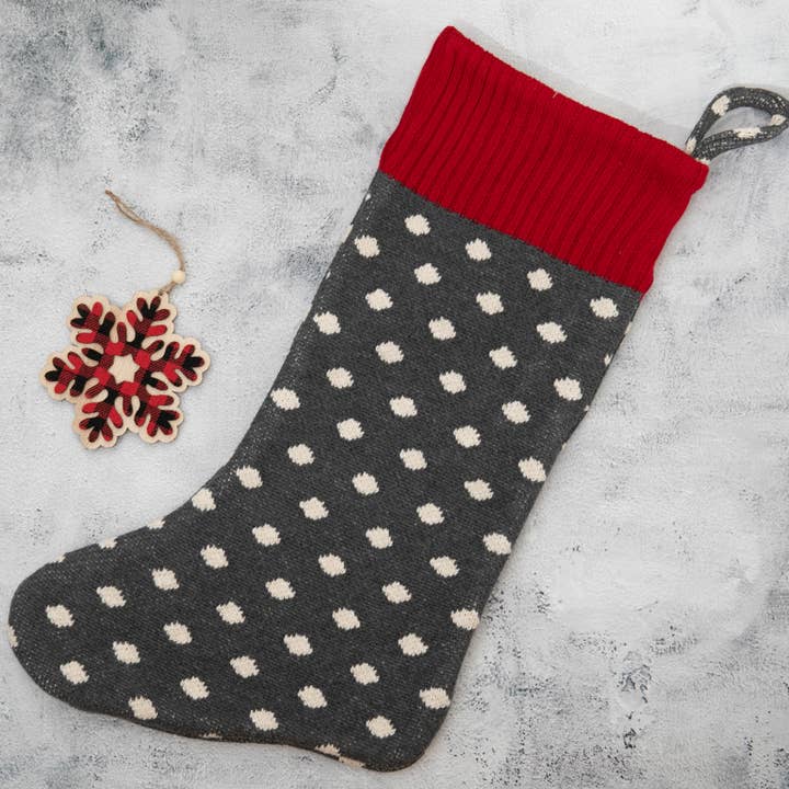 Dots - grey/red - Kvinders strømper for engroshandel hos Pink Lemonade