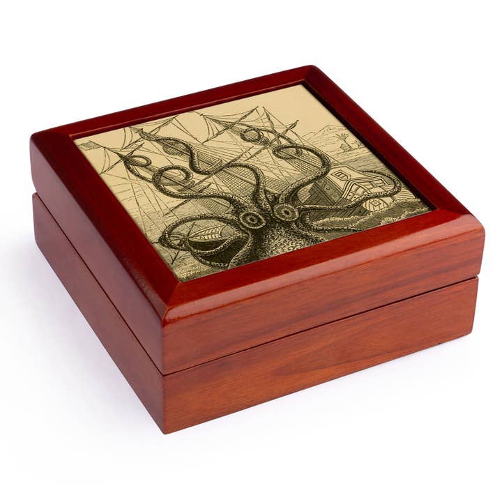 3dRose - Wholesale Jewelry Box/Organizer - 3dRose, Gigantic colossal octopus sea monster Kraken. Pierre Denys de Montfort, Jewelry Box