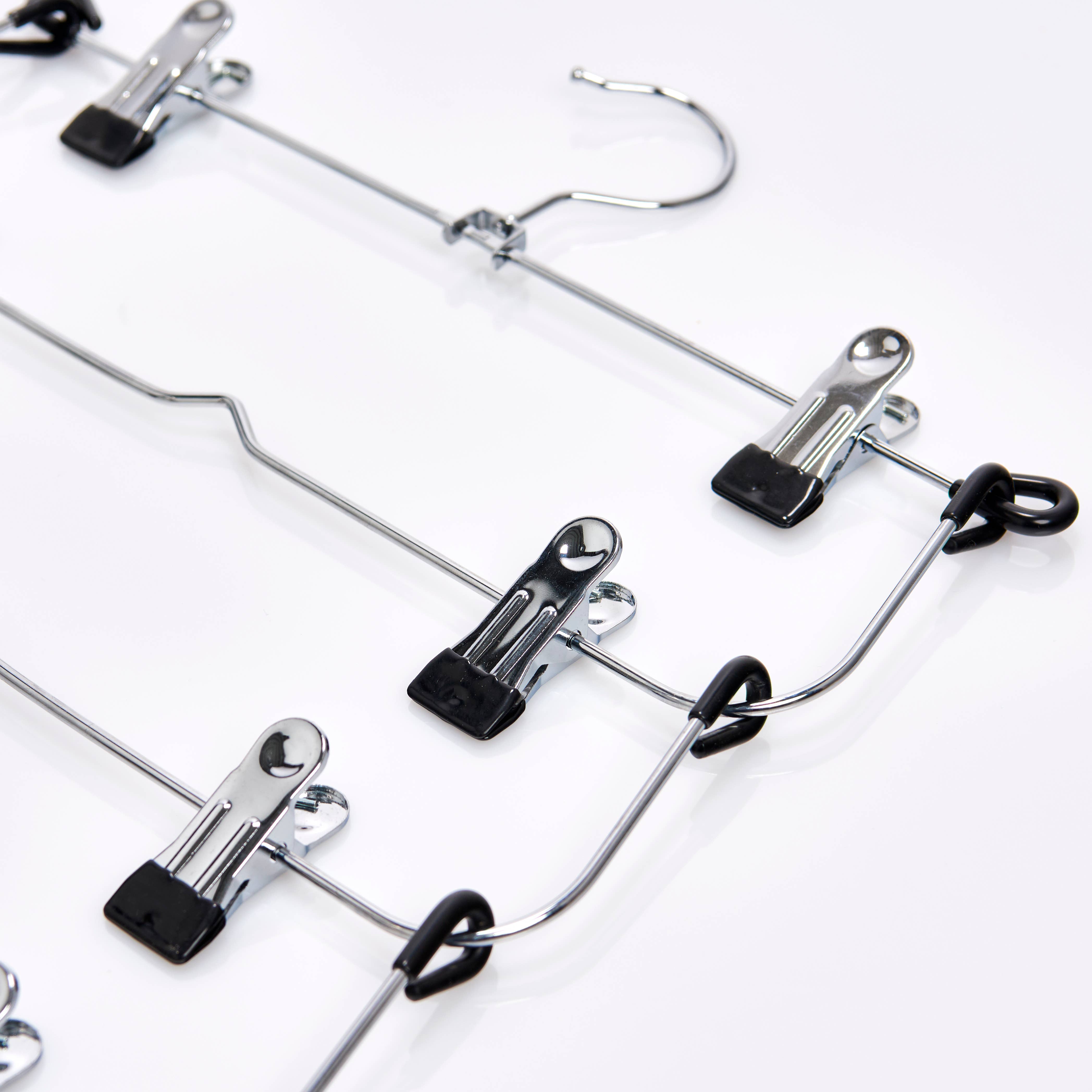 silver Multiple Skirt Hanger, Chrome-Plated Metal for wholesale on Faire1