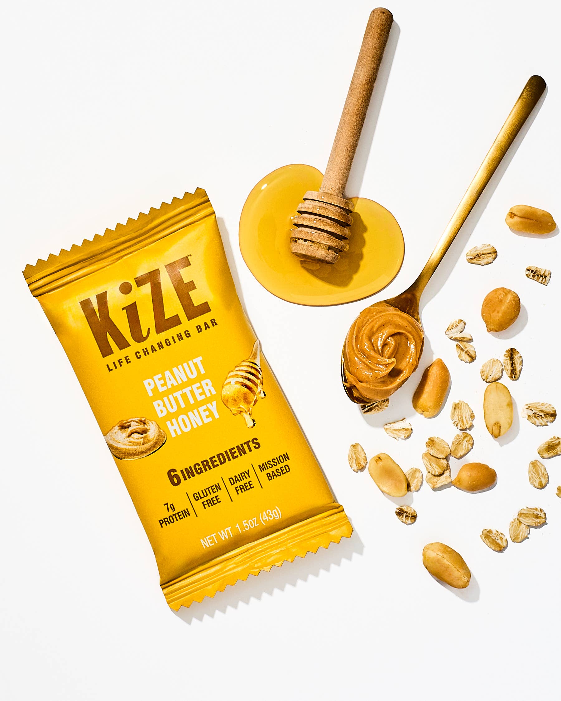 KiZE Life Changing Bars - Wholesale Snack Bar - Peanut Butter Honey, Protein Snack Bar, 1.5oz, 10ct3
