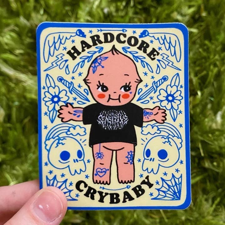 HARDCORE CRYBABY STICKER for wholesale by Ren-O-Graphics