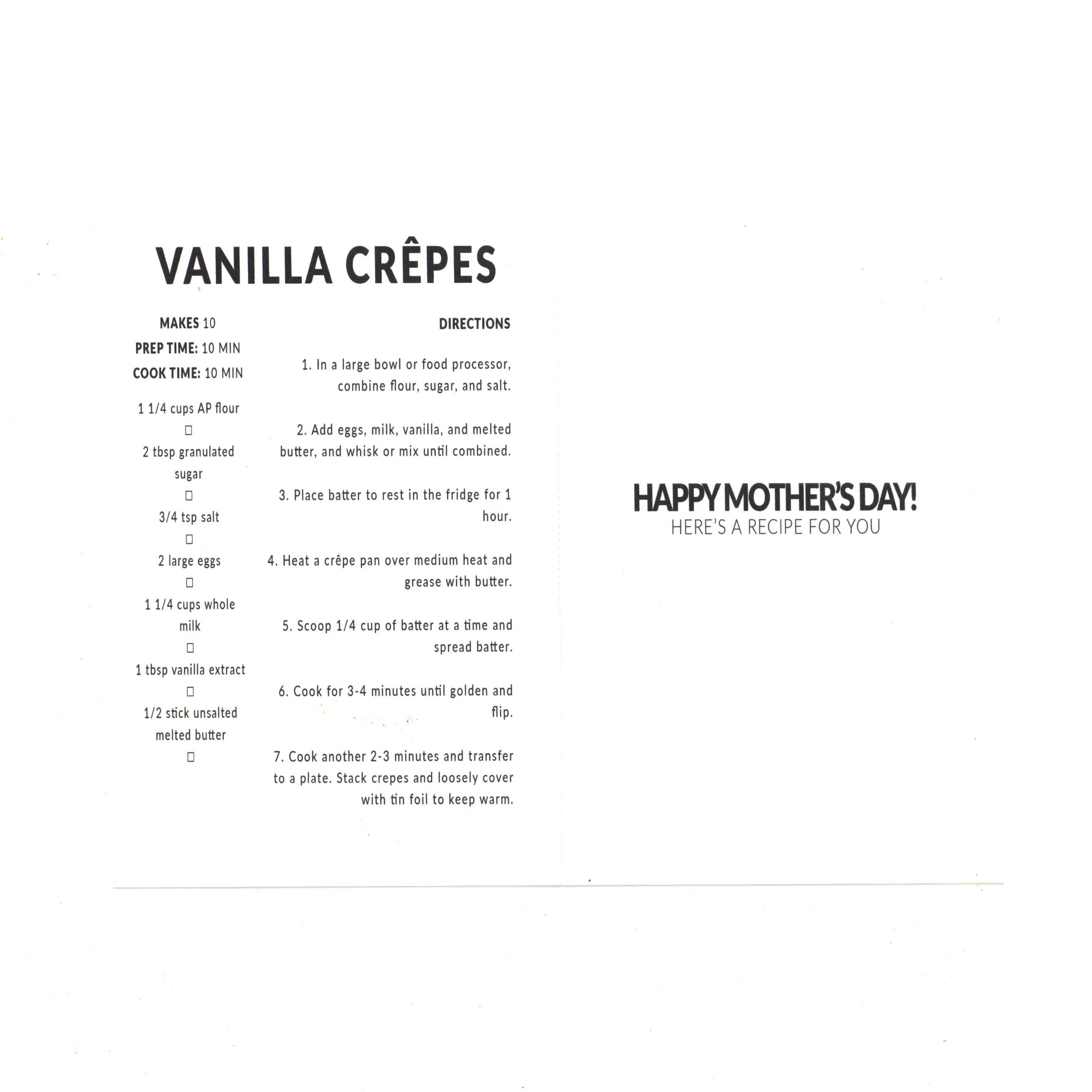 Happy Cooking Cards - Wholesale Mother's Day Card - Vanilla Crepes Card1