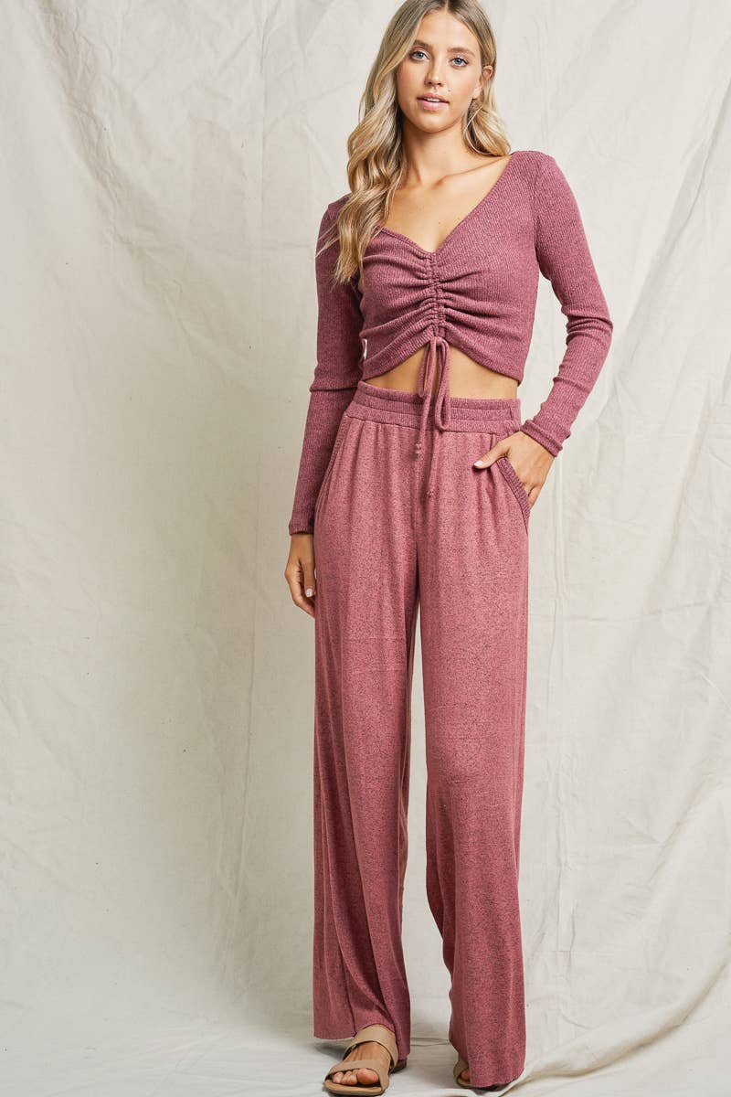 lalamia - Wholesale Top & Pant Set (NOT Loungewear) - Women's - MST28113-MAUVE2