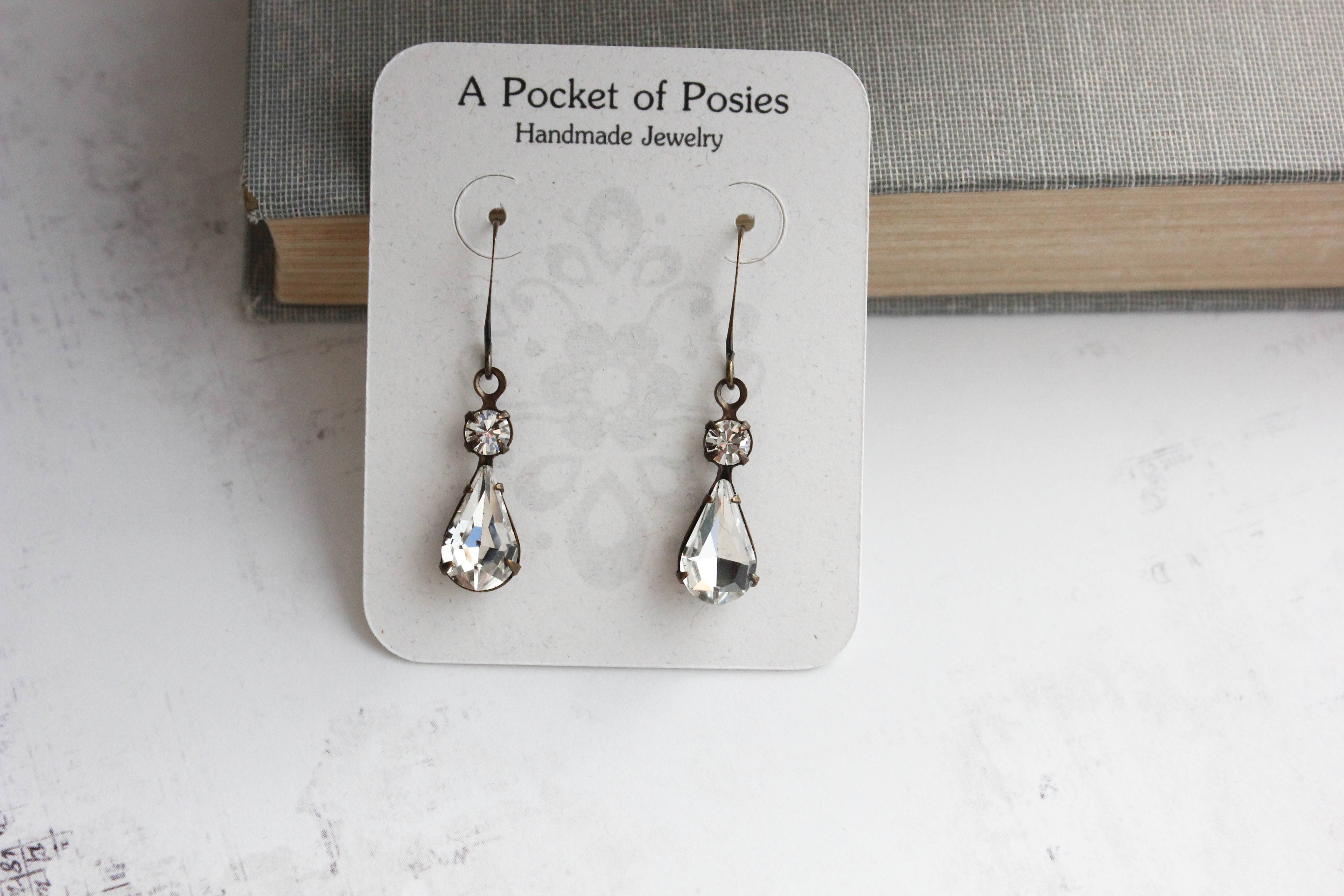 Default Vintage Glass Teardrop Earrings - Crystal Sparkle for wholesale on Faire3