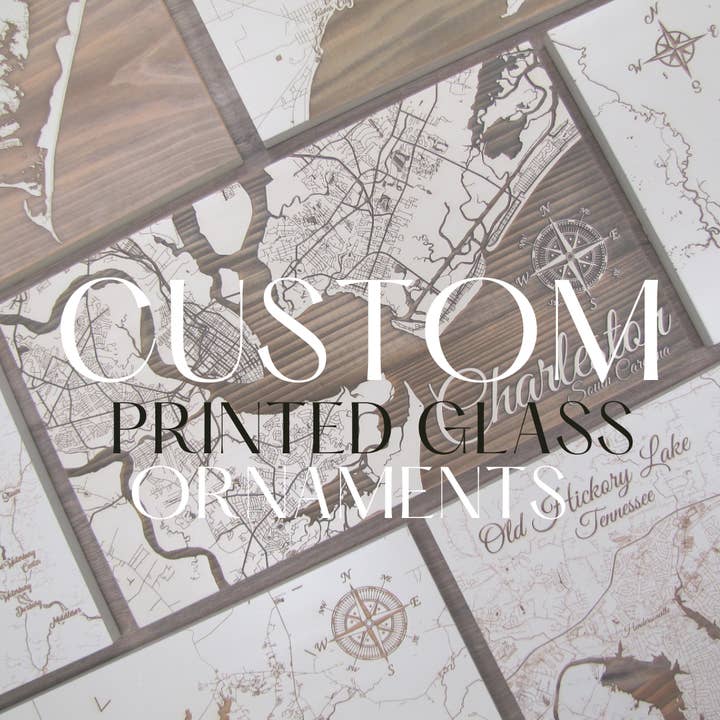 Personnalisé : ornements en verre imprimé pour la vente par Fire & Pine