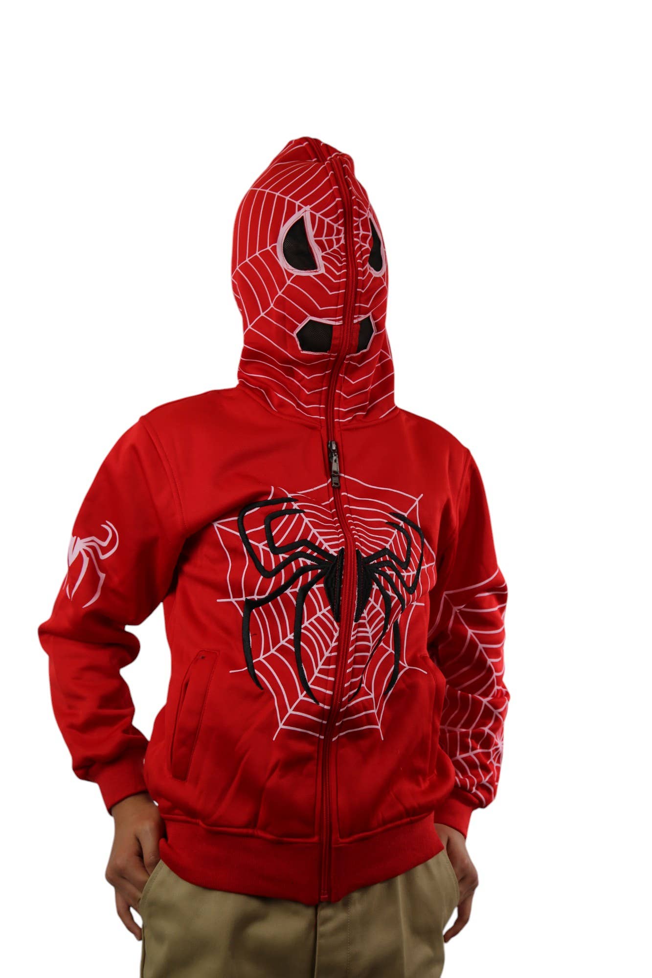 Lime Tree Clothing Inc. – Großhandel Hoodie – Kinder – Spider Hero Hoodie mit Reißverschluss für Kinder — lustiges Design mit Maskenkapuze3