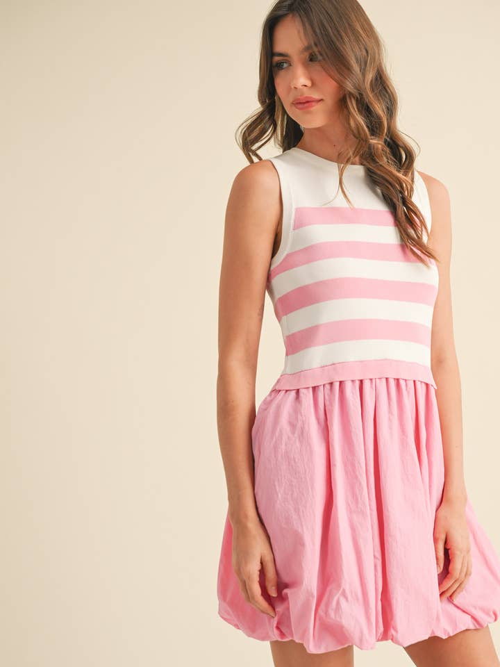 &MERCI – Vestido - Mulher por atacado – VESTIDO MINI COM BAINHA BOLHA EM MÍDIA MISTA MDR37104