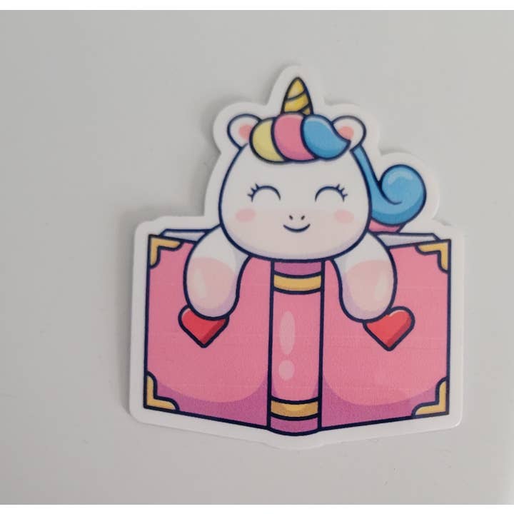 Pegatina con forma de libro con forma de unicornio | Adhesivo para venta al por mayor de CraftdeeD
