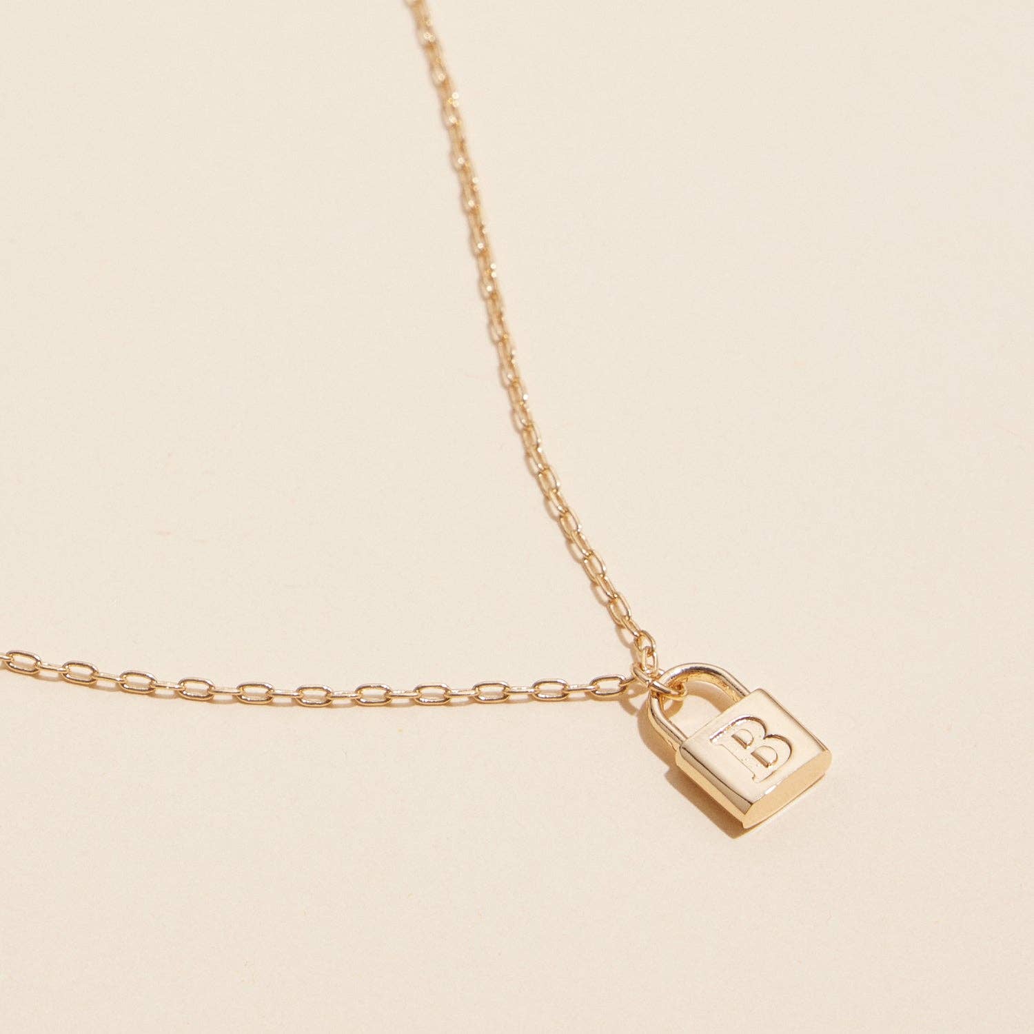 Frem - Wholesale Pendant/Charm Necklace - 16 Assorted Golden Initial Lock Pendant Necklace2