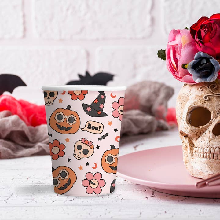 Groovy Halloween Icon Paper Cups (Set of 8) for wholesale by Ellie's Party Supply