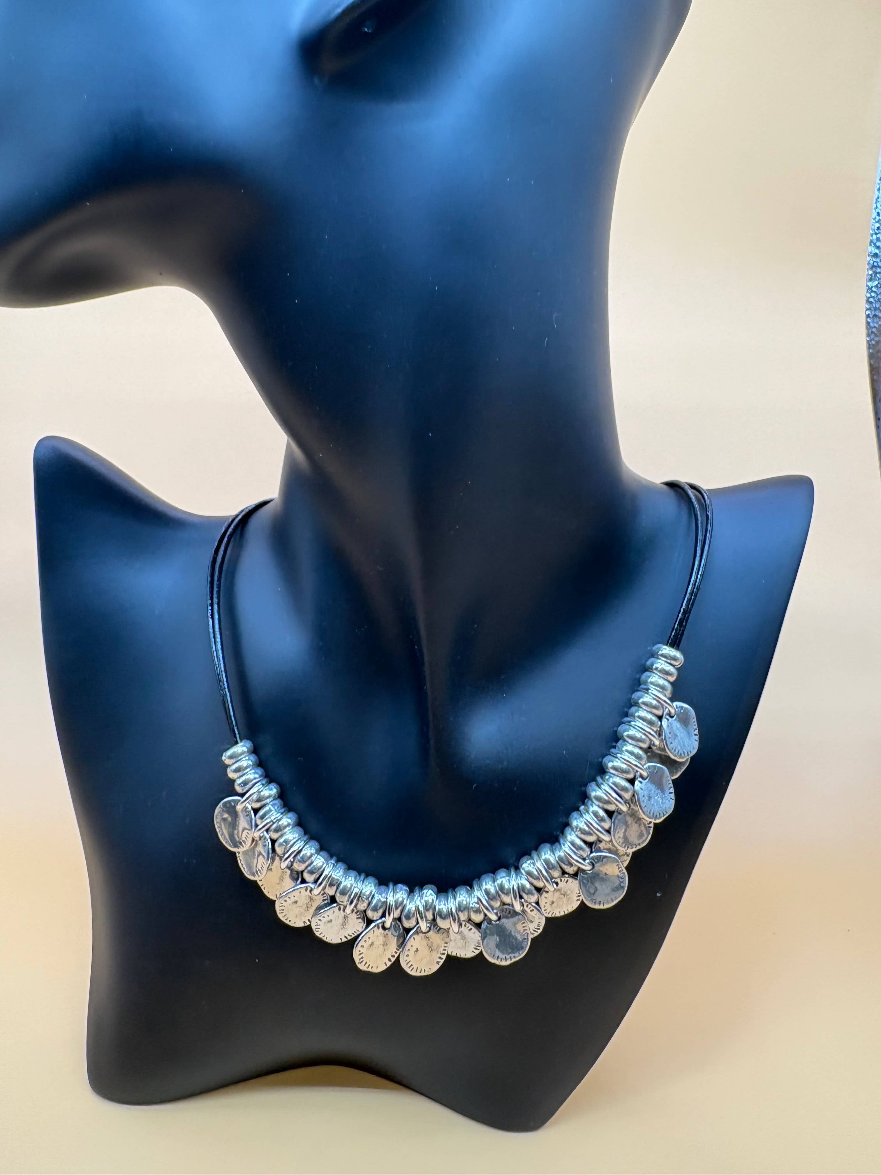 Trades by Haim Shahar - Wholesale Choker/Collar - Fabulous Disc Necklace on Leather Cord3