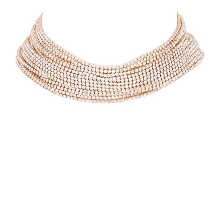 Gargantilla Angel con varias hileras de diamantes de imitación transparentes para venta al por mayor de MizDragonfly