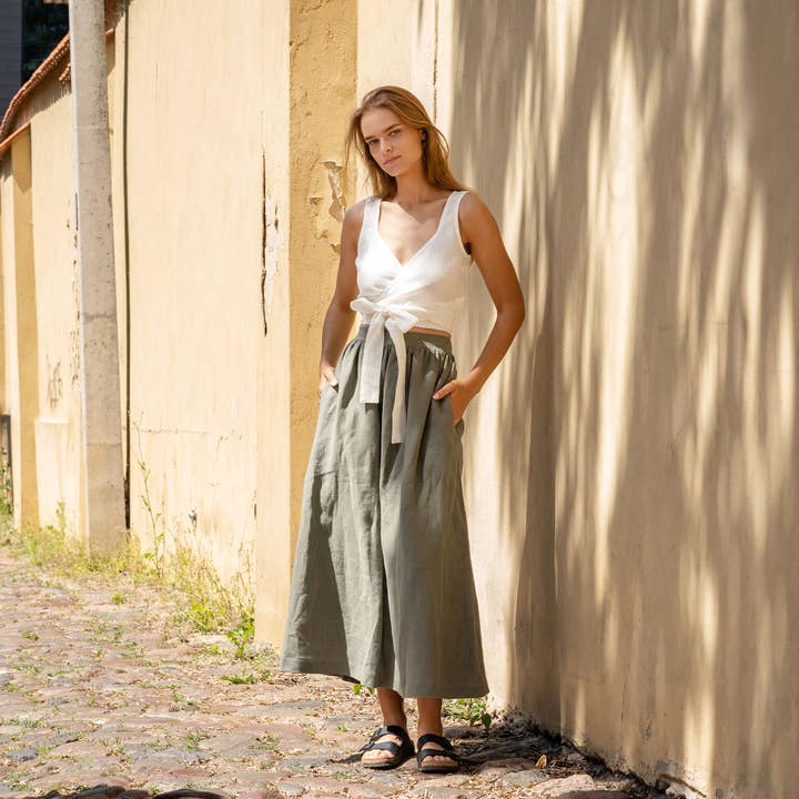 menique - Wholesale Skirt - Women's - Linen Maxi Skirt Sophia - A Line Flowy Maxi Summer Skirt9