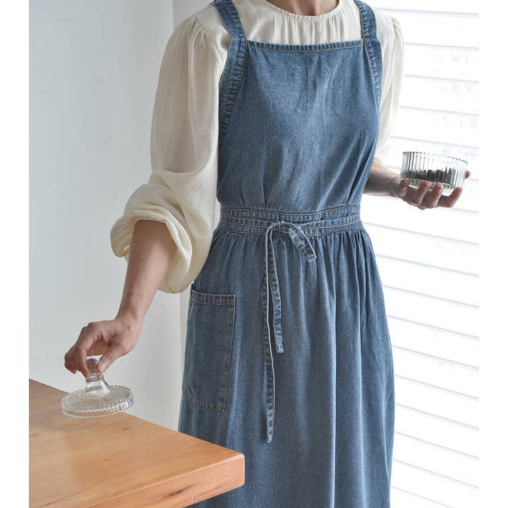 Gohobi (We cover U.S. import duties) - Wholesale Apron - Gohobi Korean Denim Cotton Apron1