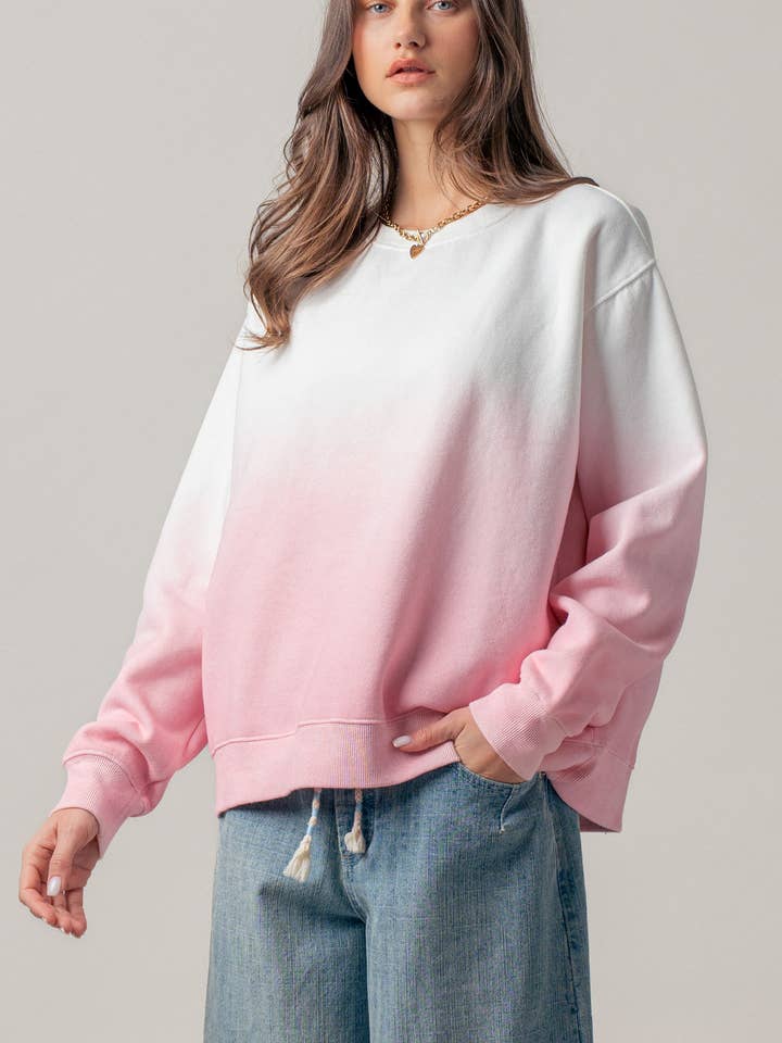 Urban Daizy - Wholesale Knit Sweater - Women's - Ombré Dip-Dye Crewneck Sweater2