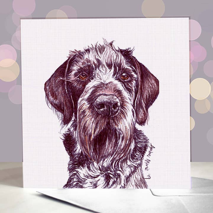 Cartão de Cumprimentos Mais Popular do German Wirehaired Pointer por atacado de Amber Marie Studio