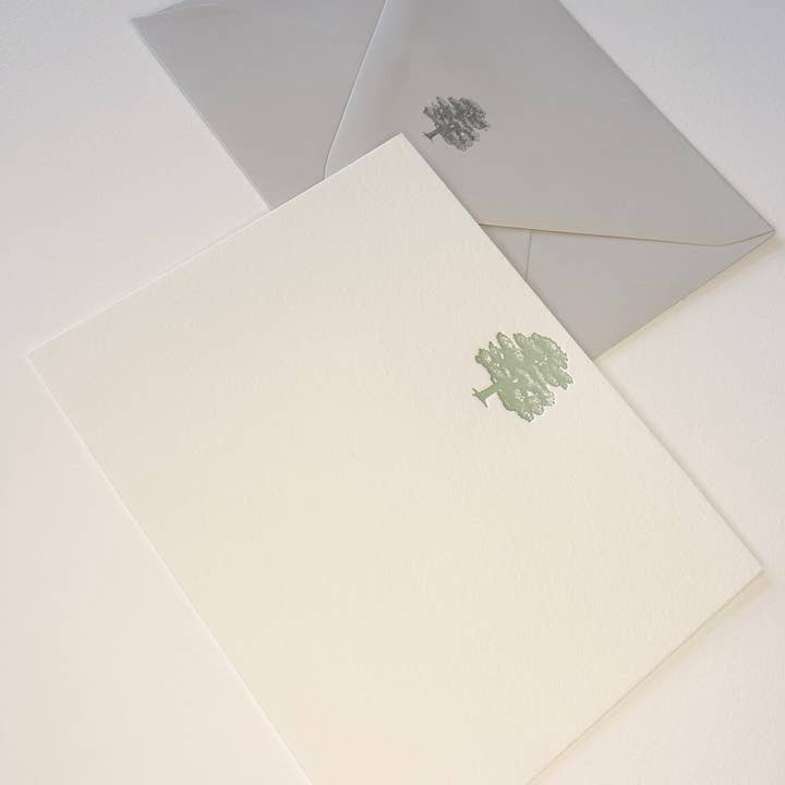 Rust Belt Love Paperie - Wholesale Stationery/Notecard Set - Oak Tree Flat Card Pack - Letterpress1
