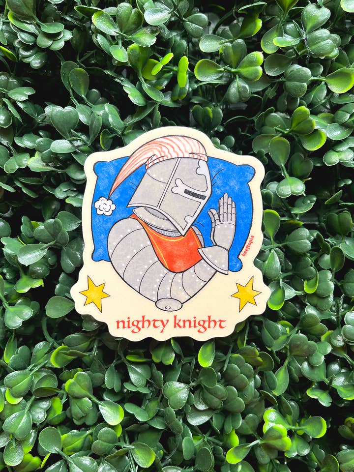 Nighty Knight Medieval Waterproof Vinyl Sticker for wholesale by Beeftopia