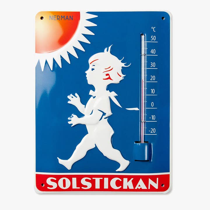 Außenthermometer mit geprägtem Solstickan-Motiv aus Blech für den Großhandel von Solstickan Design