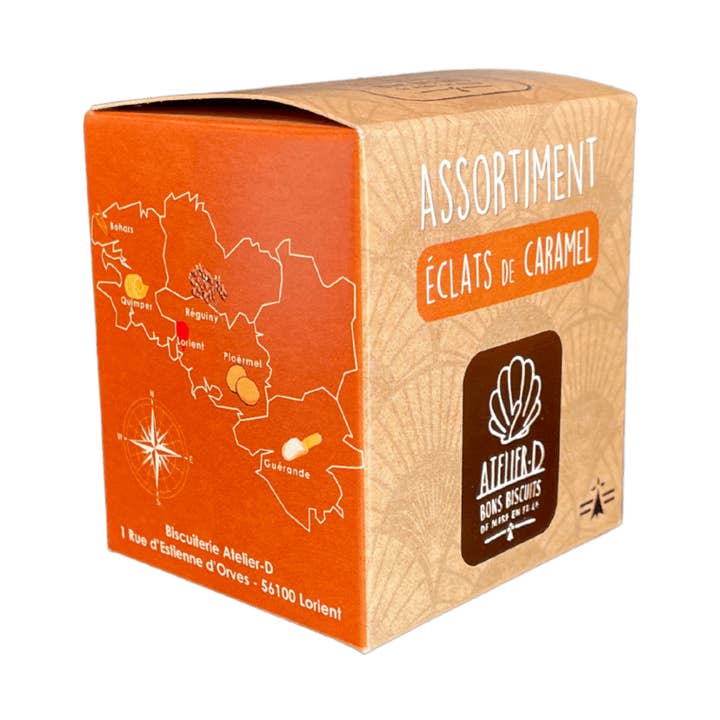 Cube case 50g - Assortment of caramel pieces for wholesale by ATELIER D
