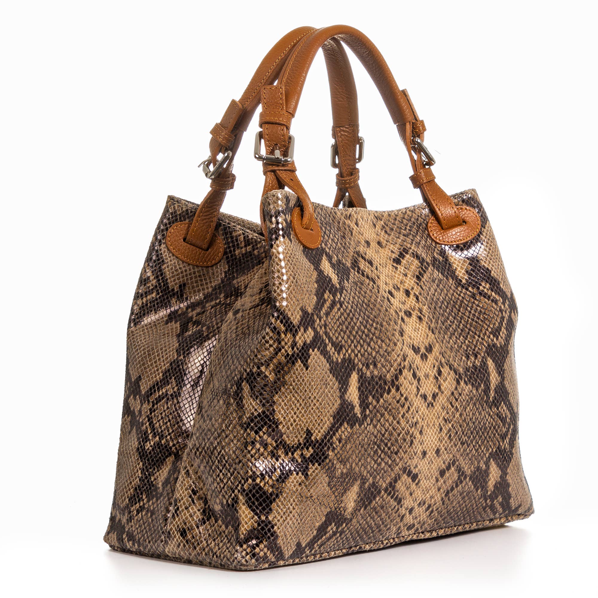 FIRENZE ARTEGIANI – Sacola - Mulher por atacado – Bolsa Tote Feminina Godeberta em Camurça de Python e Couro Legítimo5